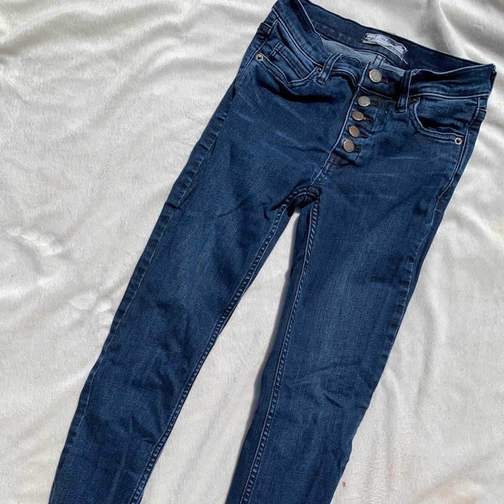 Free People Button Up Skinny Jeans